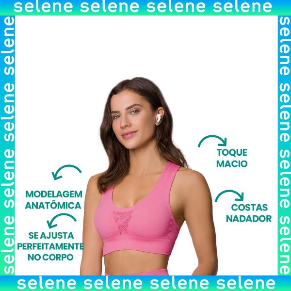 Imagem de Top Para Academia Selene Microfibra Sem Costuras Com Costas Nadadoras