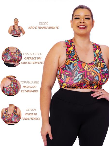 Imagem de Top Plus Size Essencial  Estampado Costa Nadador Conforto dia a dia