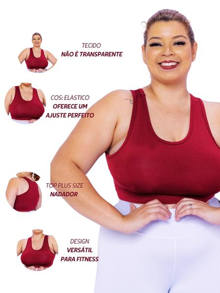 Imagem de Top Plus Size Essencial Fitness Nadador Super Confortável Fitness