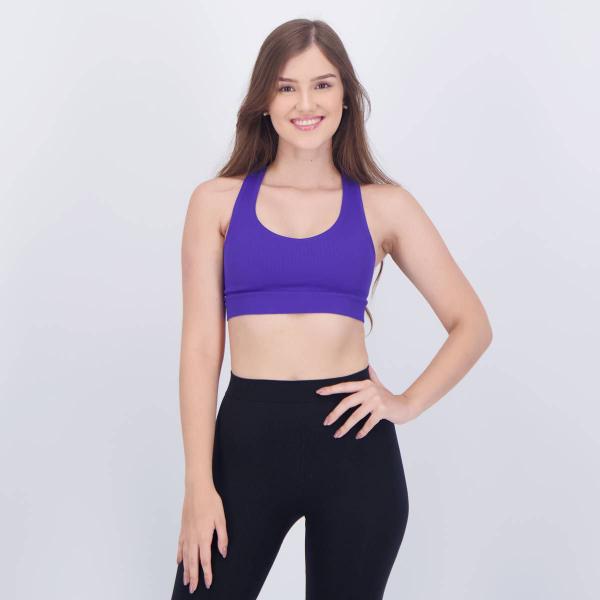 Imagem de Top Selene Canelado Sem Costura Feminino Roxo