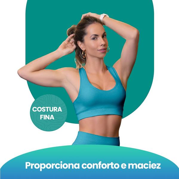 Imagem de Top Sem Costura E Sem Bojo Selene Modelo Fitness Fit Para Academia