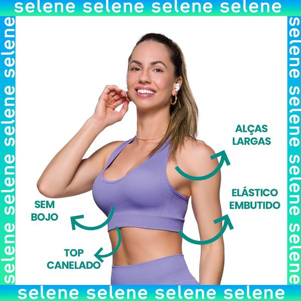 Imagem de Top Sem Costura Feminino Selene Sem Bojo Fitness Academia