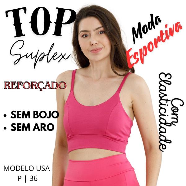 Imagem de Top Suplex Reforçado Moda Esportiva Básica Feminina S/bojo Slim Fit 3044A