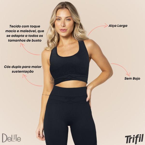 Imagem de Top Trifil Feminino Sem Costura Sem Bojo Resistente Esportivo Básico com Alça Larga de Academia