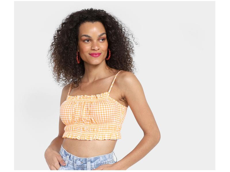 Top Vista Magalu Viscose Alça Vichy Top Vista Magalu Viscose Alça Vichy
