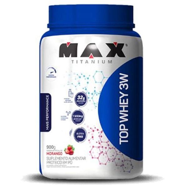 Imagem de Top Whey 3w 900g Morango + Coqueteleira - Max Titanium