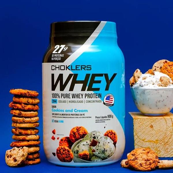 Imagem de Top whey 3w 900g sabor cookies cream + creatina 150g choklers