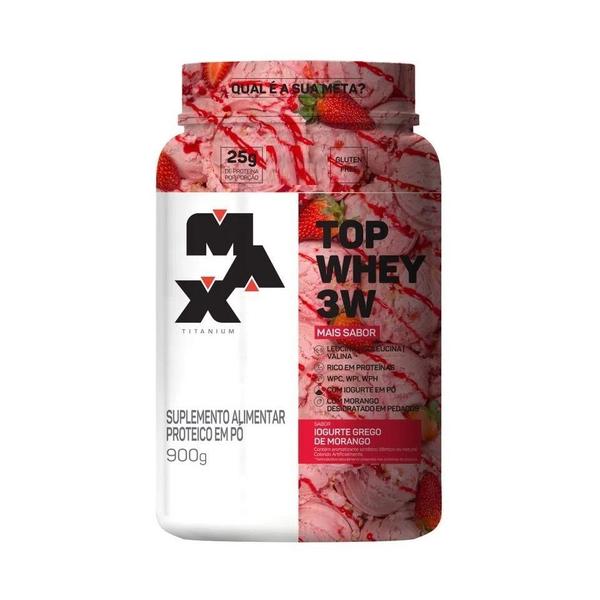 Imagem de Top Whey 3W (900g) - Sabor: Mais Sabor - Iogurte Grego de Morango