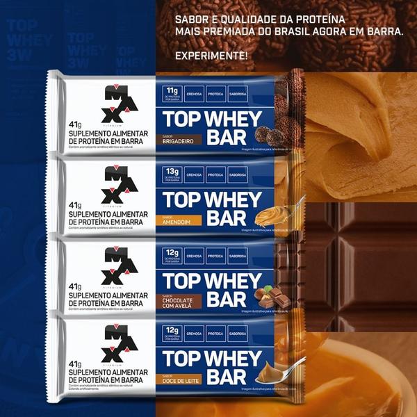 Top Whey Bar (Display 12 unid. 41g) - Sabor: Amendoim - Max Titanium Imagem de Top Whey Bar (Display 12 unid. 41g) - Sabor: Amendoim