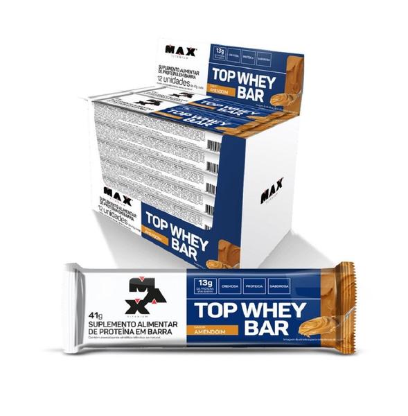Top Whey Bar (Display 12 unid. 41g) - Sabor: Amendoim - Max Titanium Imagem de Top Whey Bar (Display 12 unid. 41g) - Sabor: Amendoim