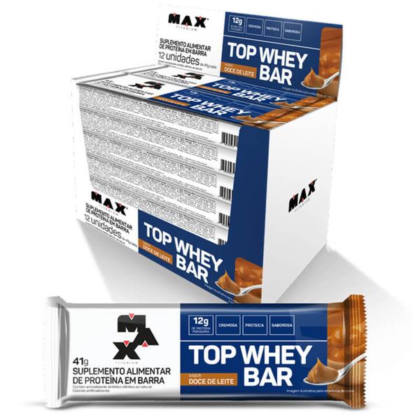 Imagem de Top Whey Bar (Display 12 unid. 41g) - Sabor: Doce de Leite- Max Titanium - Barrinha de proteina