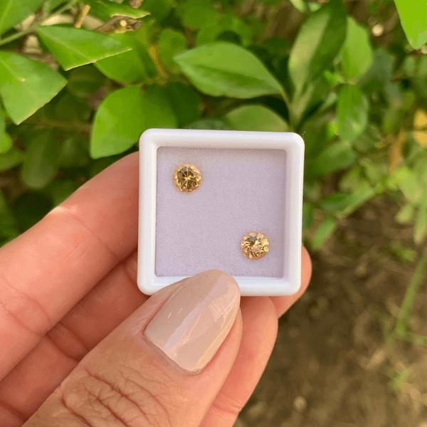 Topázio Imperial Brilhante ø5mm Par 1,17ct - SP GEMAS Imagem de Topázio Imperial Brilhante ø5mm Par 1,17ct
