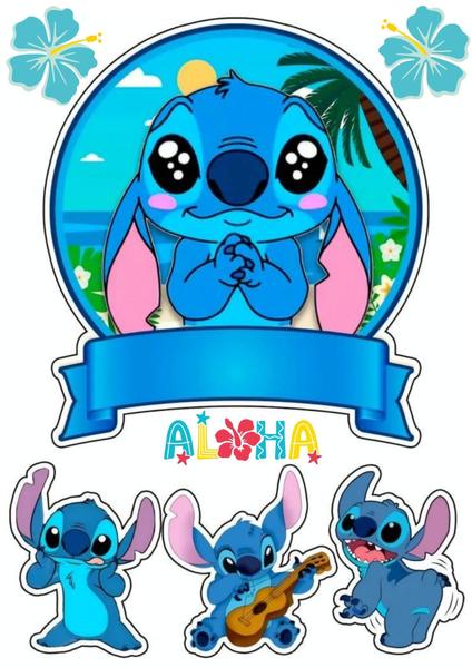 Imagem de Topo Bolo Topper Stitch Fofo Personalizado Anivesário Festa