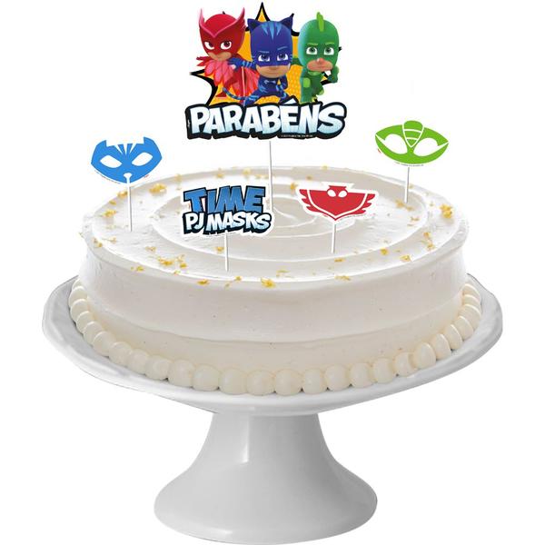 Imagem de Topo de bolo 5pçs Decoração Pj MAsks Festa Aniversário