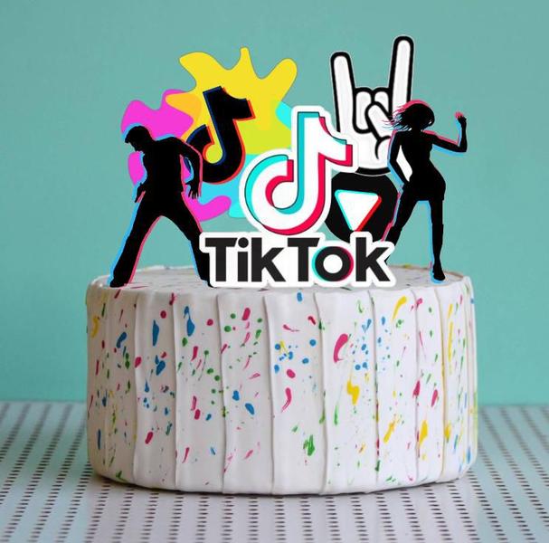 Imagem de topo de bolo de Tik Tok Monte você mesmo