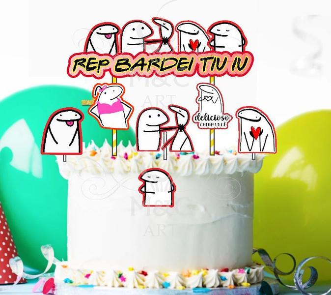 Imagem de Topo De Bolo Flork Meme Bento Cake Topper Rep Bardei Tiu iu