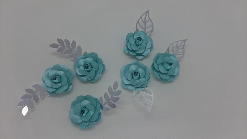 Imagem de Topo De Bolo Kit Flores Com 10 Unidades Verde Tiffany