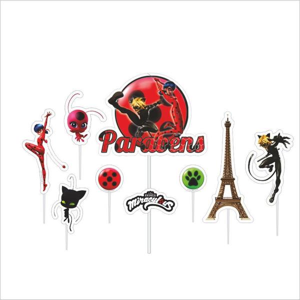 Topo de bolo Ladybug topper decoração festa aniversário - PIFFER Imagem de Topo de bolo Ladybug topper decoração festa aniversário