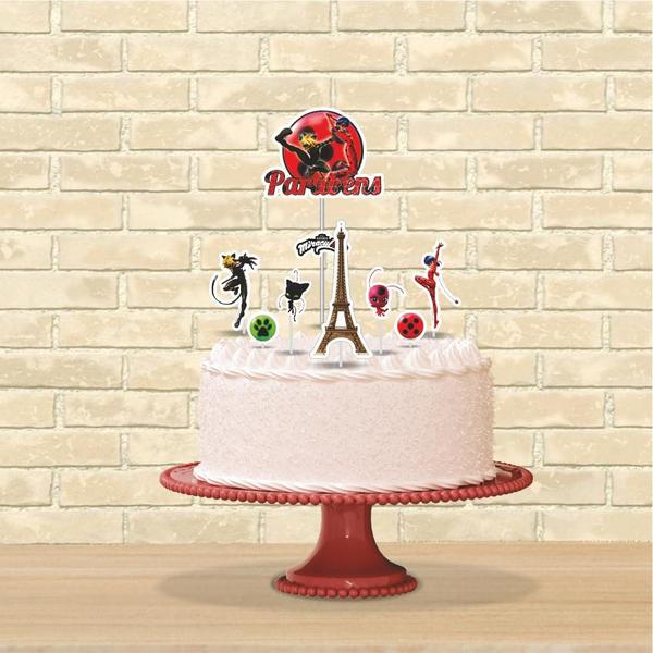 Topo de bolo Ladybug topper decoração festa aniversário - PIFFER Imagem de Topo de bolo Ladybug topper decoração festa aniversário