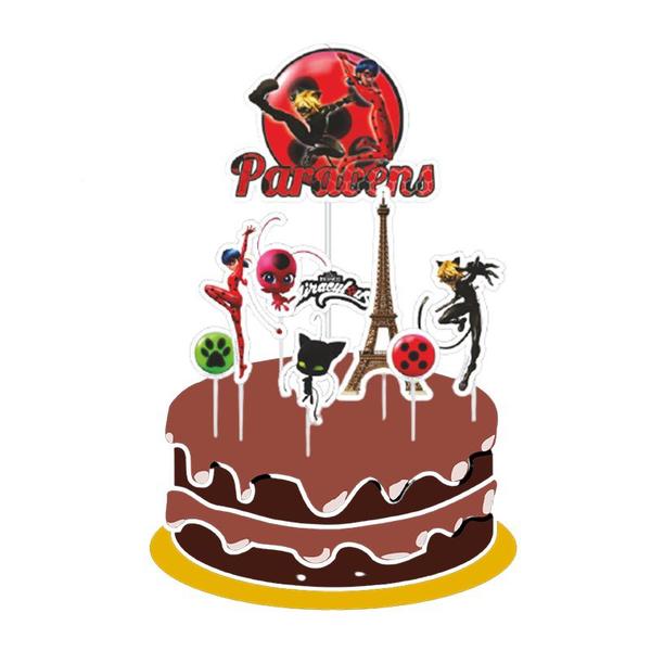 Topo de bolo Ladybug topper decoração festa aniversário - PIFFER Imagem de Topo de bolo Ladybug topper decoração festa aniversário