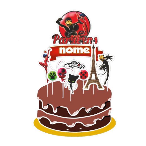 Topo de bolo Ladybug topper decoração festa aniversário - PIFFER Imagem de Topo de bolo Ladybug topper decoração festa aniversário