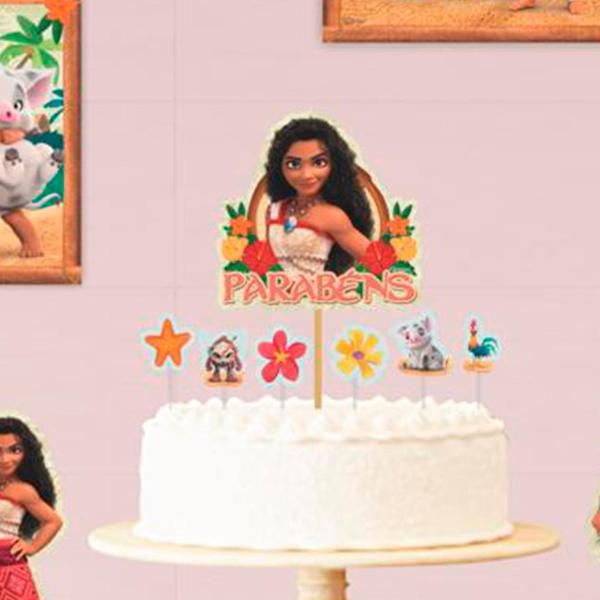 Imagem de Topo De Bolo Moana 2 Festa Aniversário Decoração 7pçs EVA