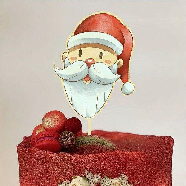 Imagem de Topo de Bolo Natal Papai Noel Glitter Sonho Fino Rizzo Confeitaria