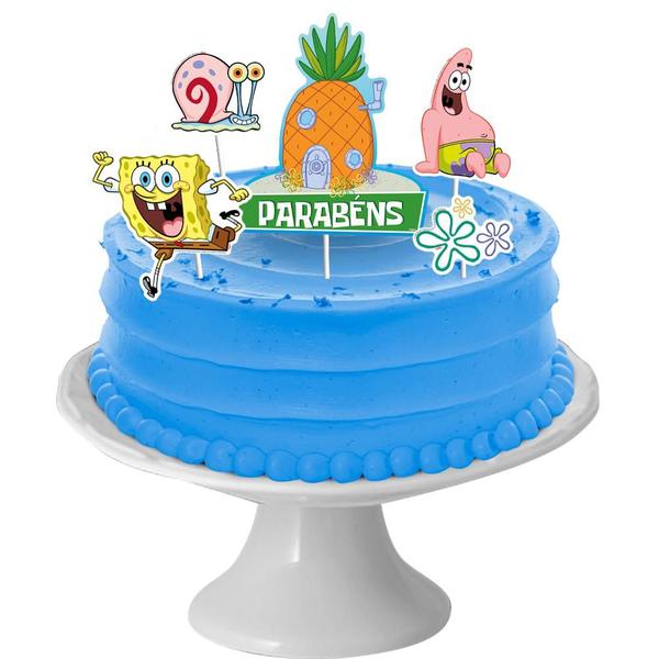 Imagem de Topo de bolo Topper Decoração Bob Esponja Festa Aniversário