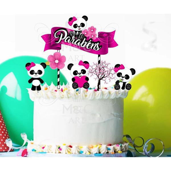 Topo De Bolo Ursinho Urso Panda Topper - Mec Art Imagem de Topo De Bolo Ursinho Urso Panda Topper