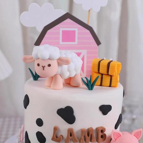 Imagem de Topper De Bolo De Animais De Fazenda Rústica, Suprimentos Para Festa De Aniversário Infantil,