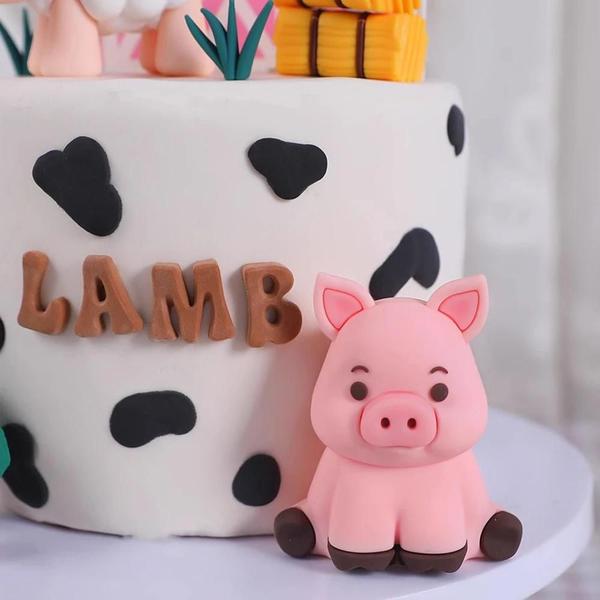 Imagem de Topper De Bolo De Animais De Fazenda Rústica, Suprimentos Para Festa De Aniversário Infantil,