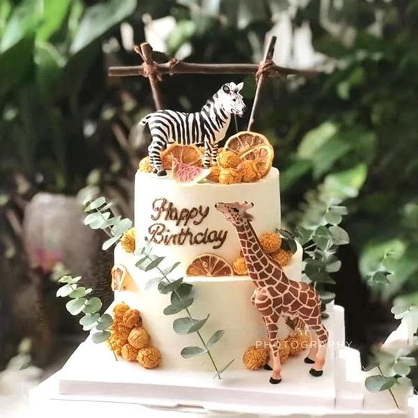 Imagem de Topper de Bolo Selva Safari - Girafa, Leão, Tigre e Elefante - Decoração de Aniversário e Chá de Bebê