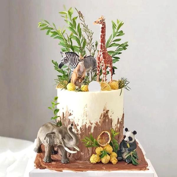 Imagem de Topper de Bolo Selva Safari - Girafa, Leão, Tigre e Elefante - Decoração de Aniversário e Chá de Bebê