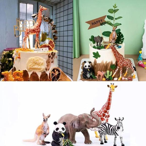 Imagem de Topper de Bolo Selva Safari - Girafa, Leão, Tigre e Elefante - Decoração de Aniversário e Chá de Bebê