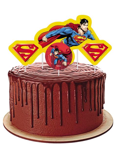 Imagem de Topper para Bolo Festa Superman - 04 unidades - Festcolor - Rizzo Festas