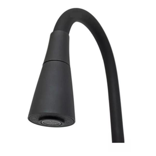 Imagem de Torneira ABS Cromo Gourmet Silicone Jato Duplo Preto Bancada