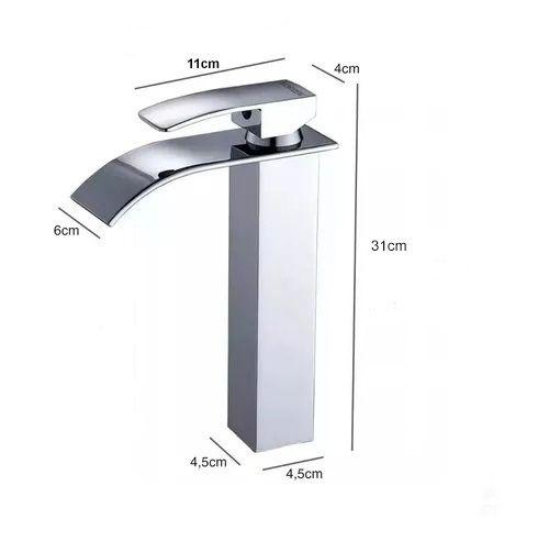 Imagem de Torneira Aço Inox Monocomando Banheiro Cascata Alta Lavabo