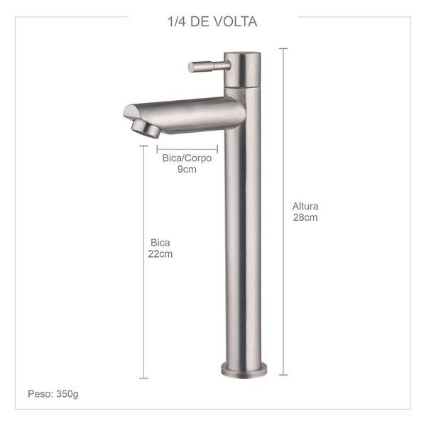 Imagem de Torneira Alta Para Banheiro Ou Pia Luxo Alumínio Escovado