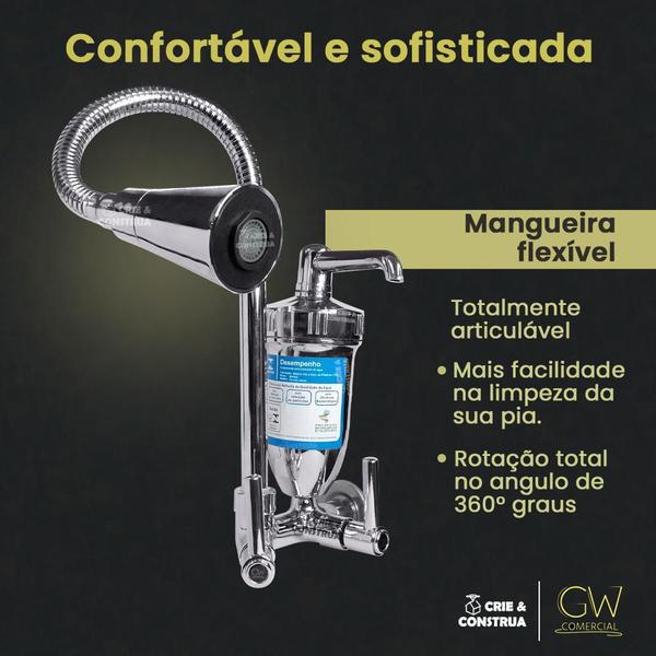 Imagem de Torneira Articulada Cone Metal Gourmet com Filtro Abs Gw Comercial 