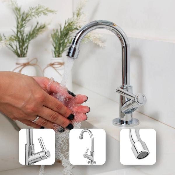 Torneira Banheiro Bancada ABS Cromada 1 4 de Volta para Pia Cuba Lavabo Lavatório Econômica - Aromatec