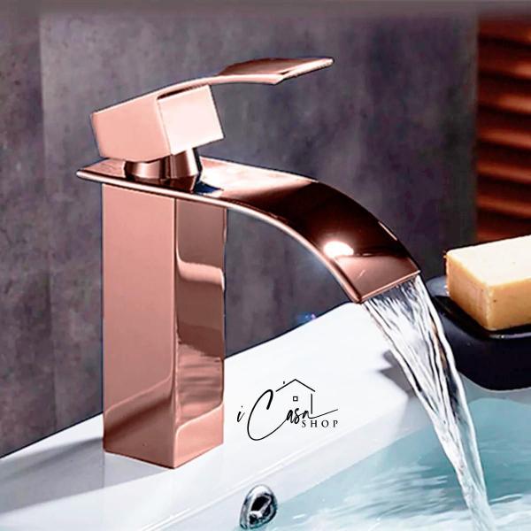 Imagem de Torneira Banheiro Cascata Misturador Monocomando Rose Gold