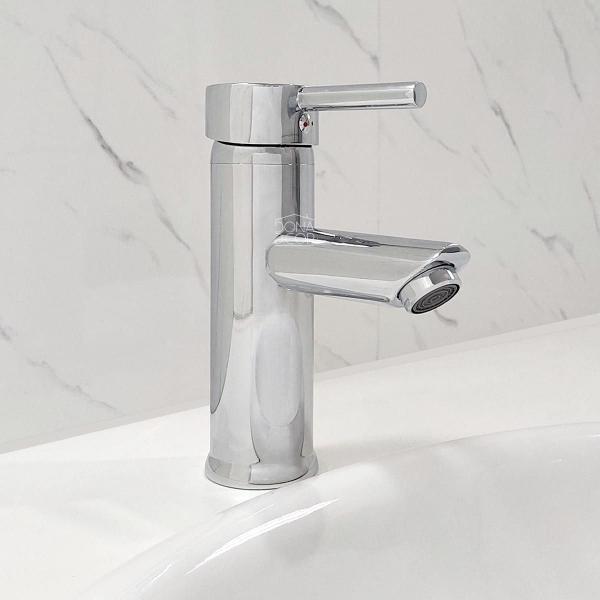 Imagem de Torneira Banheiro Inox Baixa Monocomando Quente Fria Lavabo Misturador Torneira Lavatorio Inox Cromado Brilhoso Bica Baixa Pia Cuba Bancada Luxo