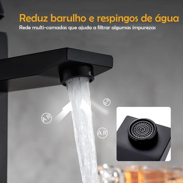 Imagem de Torneira Banheiro Inox Preta Lavabo Misturador Monocomando