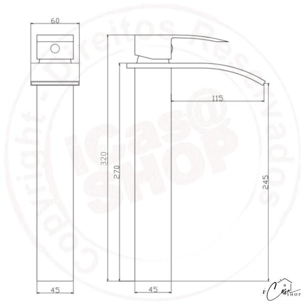 Imagem de Torneira Banheiro Lavabo Cascata Alta Dourada Escovada 32Cm