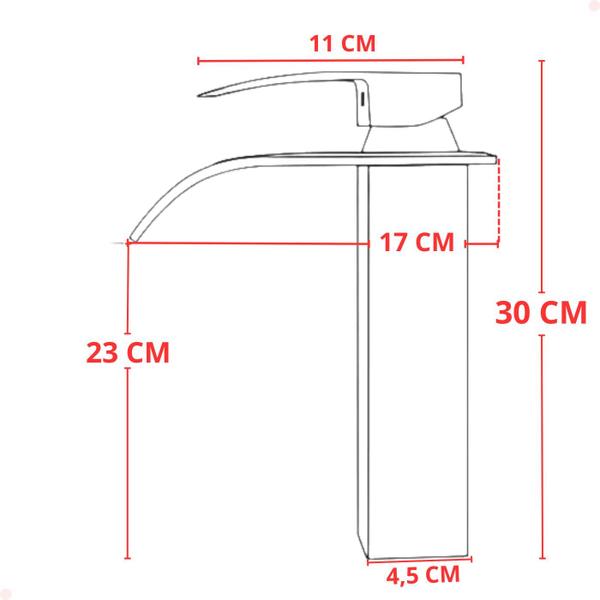 Imagem de Torneira banheiro lavabo cascata misturador  monocomando bica alta dourado gold