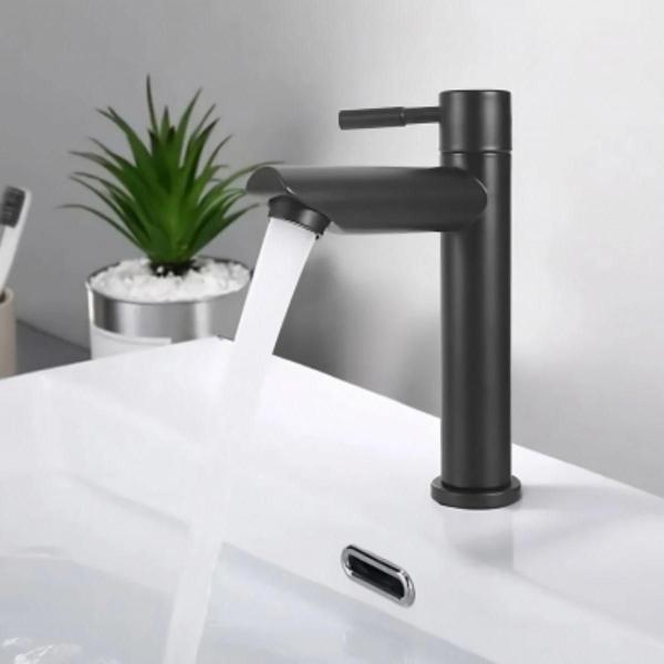 Torneira Banheiro Lavabo Inox 304 Preto Baixa 1/4 Volta Fosc - Techinox Imagem de Torneira Banheiro Lavabo Inox 304 Preto Baixa 1/4 Volta Fosc