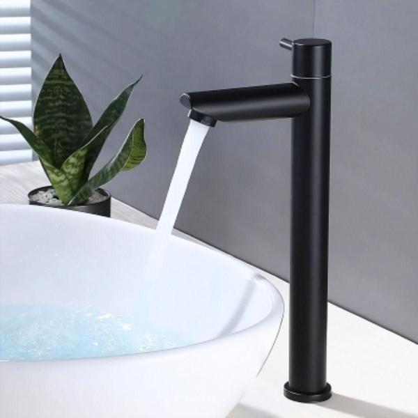 Imagem de Torneira Banheiro Lavabo Inox 304 Preto Fosco Alta 1/4 Volta