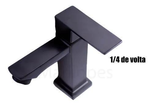 Torneira Banheiro Lavabo Luxo Metal Preta Black Bica Baixa 1/4 De Volta - BR Imagem de Torneira Banheiro Lavabo Luxo Metal Preta Black Bica Baixa 1/4 De Volta