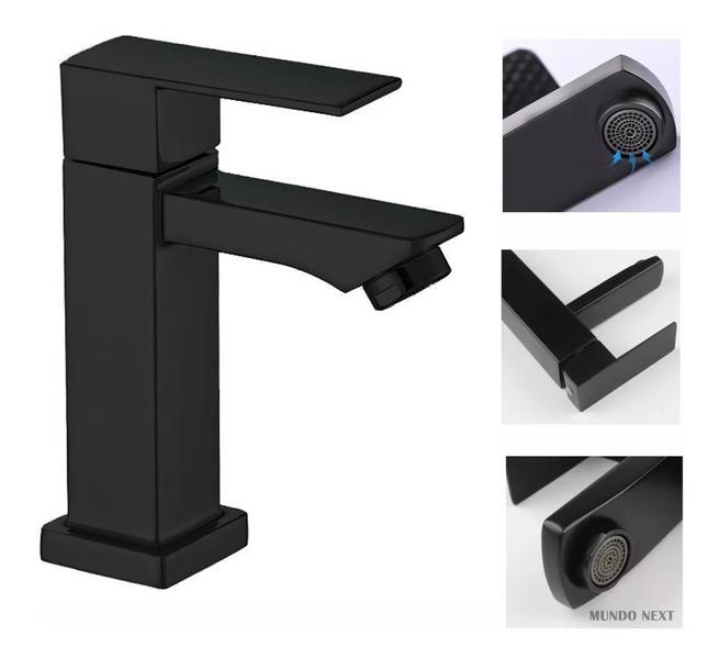 Torneira Banheiro Lavabo Luxo Metal Preta Black Bica Baixa 1/4 De Volta - BR Imagem de Torneira Banheiro Lavabo Luxo Metal Preta Black Bica Baixa 1/4 De Volta