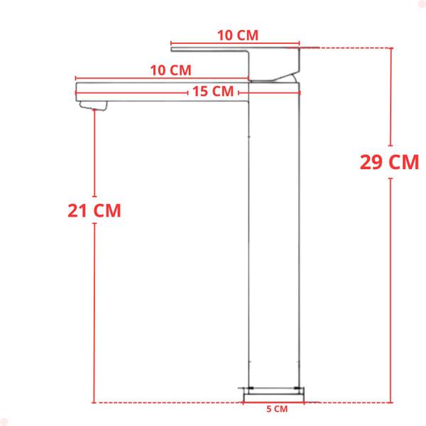 Imagem de Torneira banheiro misturador monocomando lavabo quadrada bica alta preto black fosco